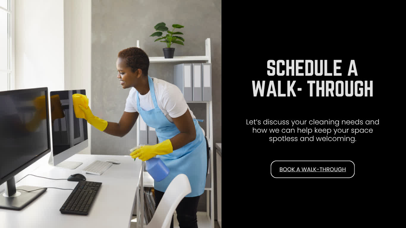 Commercial office cleaning in progress